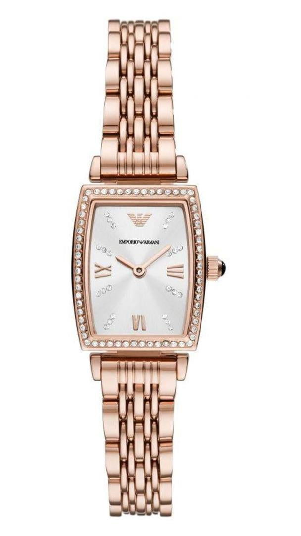 Emporio Armani Gianni T Bar Quartz Crystals White Dial Rose Gold Steel Strap Watch For Women - AR11406 - Image 8